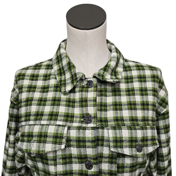 Urban Outfitters BDG Carissa Flannel Cropped Shirt Jacket Size‎ Small in Green - Picture 9 of 10